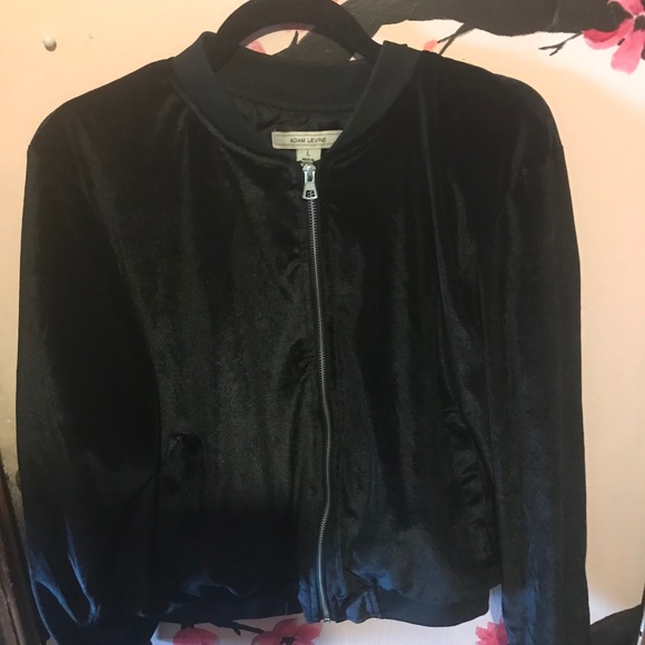 Black velvet bomber jacket - Picture 1 of 1